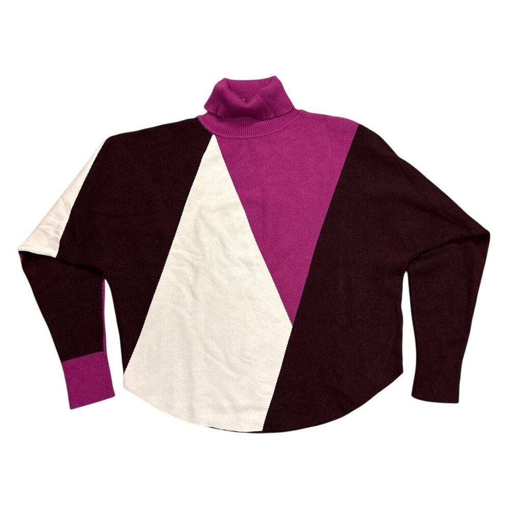Aaeda Colorblock Turtleneck Sweater Magenta Plum M